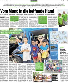 Artikel Ärzte-Ehepaar spendet Zahngold für Waisenhaus Anak Domba-Neue-Presse-26.02